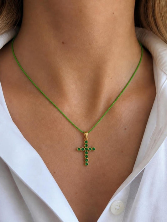 Tahiti Chain green with the Ravello Cross – Gemmies