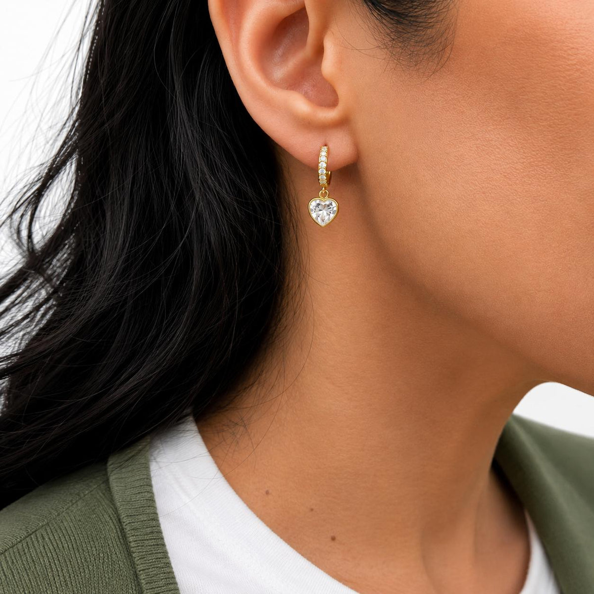 The Colette Drops worn on the ear