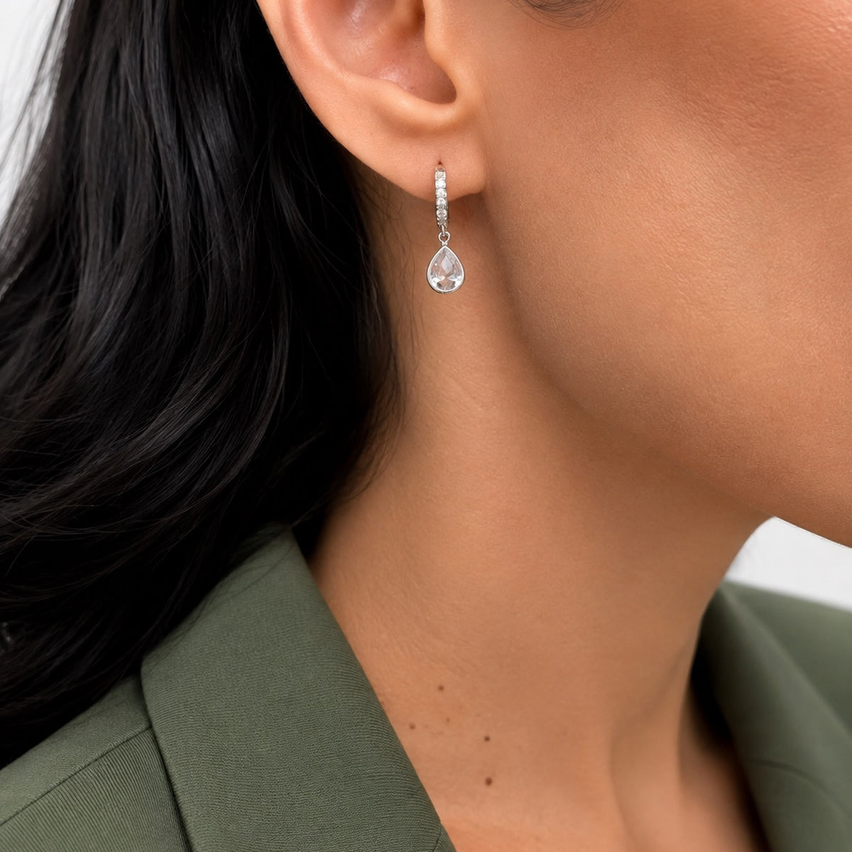 The Romy Drops worn on the ear