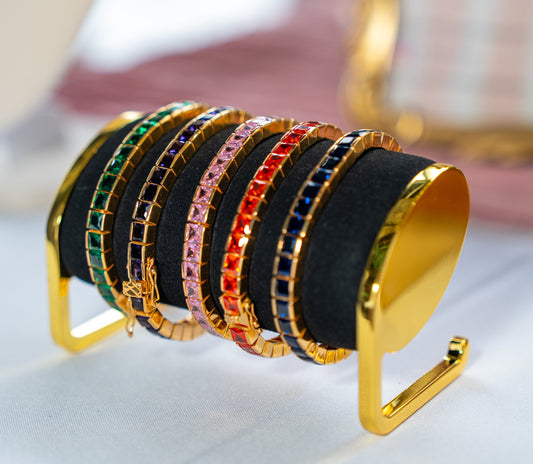Lulu Bracelets in emerald, amethyst, pink, ruby and sapphire