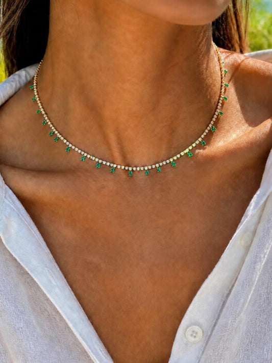 The Posy Tennis emerald worn – Gemmies