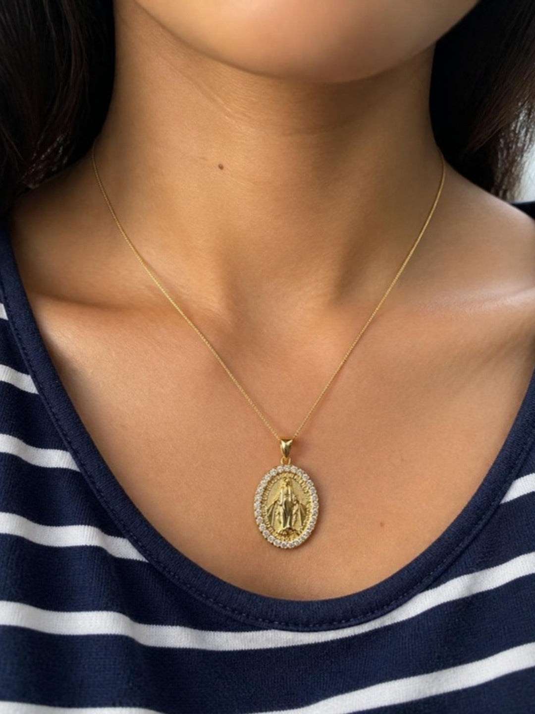 Lourdes Medallion worn on the Siena Chain – Gemmies
