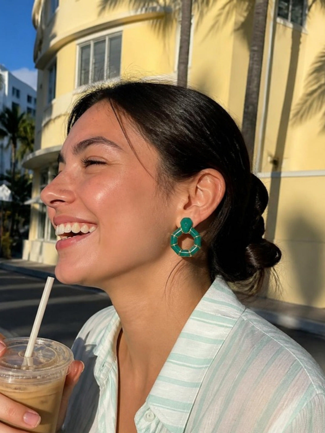 The Dita Hoops green styled – Gemmies