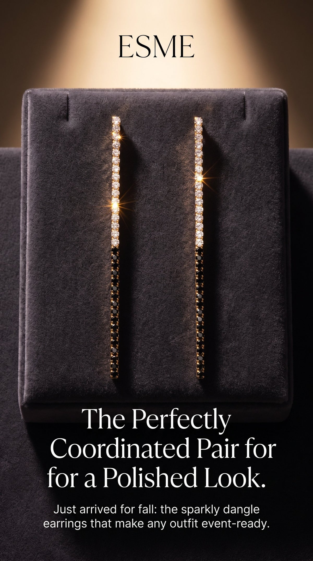 The Esmé Drops on a jewelry display