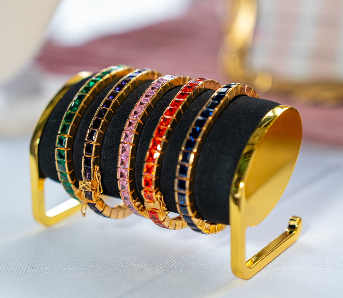 Lulu Bracelets in emerald, amethyst, pink, ruby and sapphire